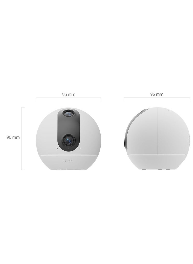EZVIZ C60P Dual Mix 2K Dual-Lens Smart Wi-Fi Camera, 360° Panoramic View, AI Human Shape Detection, Smart Tracking, IR Night Vision (10m), H.265 Compression, 2-Way Audio, Bluetooth Pairing, Dual-Band Wi-Fi 6, Supports MicroSD (Up to 512GB), Type-C Power, No Subscription Fee, CE/UL Certified  - Image 5