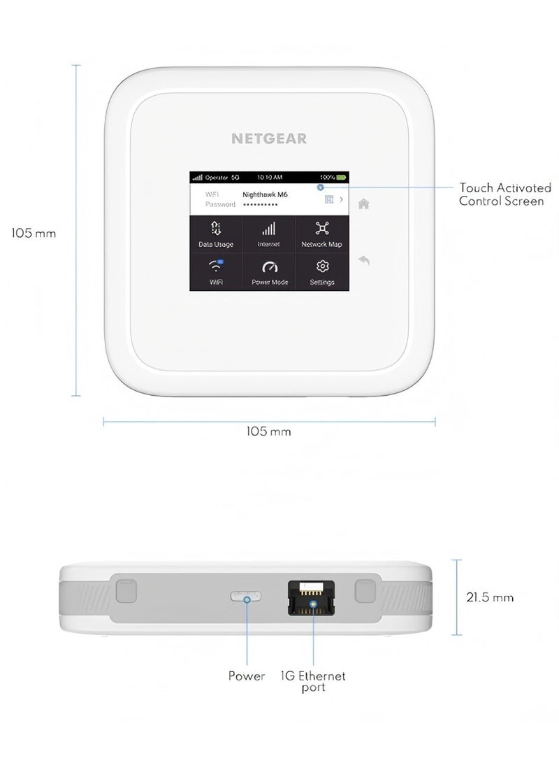 NETGEAR Nighthawk M6 5G WiFi 6 Mobile Hotspot Router MR6110 Blazing Fast Wireless Hotspot Router, Unlocked white  - Image 5