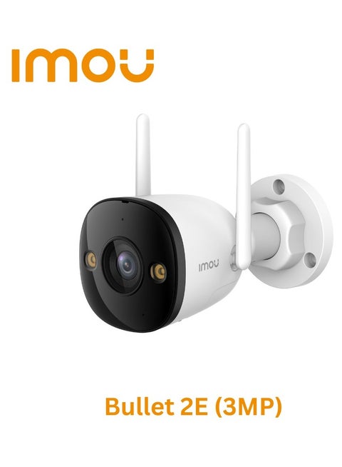 كاميرا واي فاي IP خارجية Bullet 2E بدقة 3MP، خيارات عدسة 2.8 مم، رؤية ليلية ملونة تصل إلى 30 متر، مقاومة للعوامل الجوية IP67، ميكروفون مدمج، كشف حركة بشرية، دعم بطاقة MicroSD حتى 512GB، متوافقة مع ONVIF، متوافقة مع تطبيق Imou Life | IPC-K3DP-3H0WF