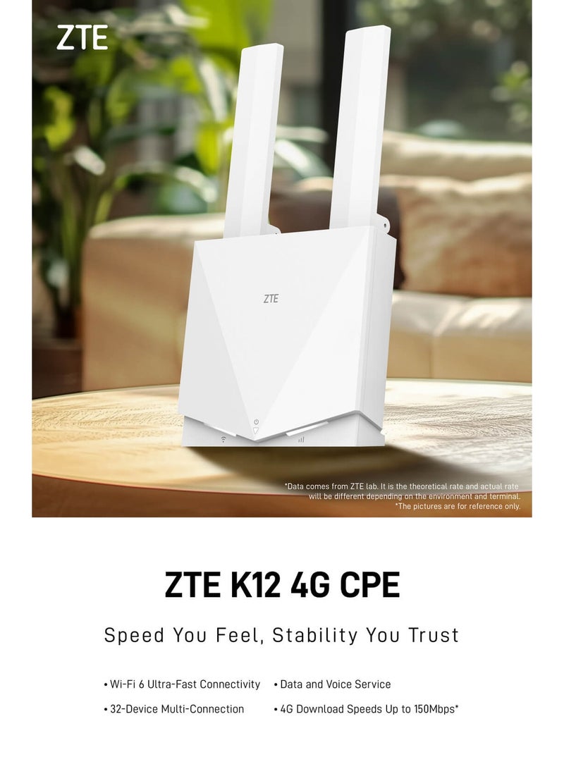 زد تي اي جهاز توجيه ZTE K12 4G Wifi6 ببطارية سعة 2500 مللي أمبير - Image 1