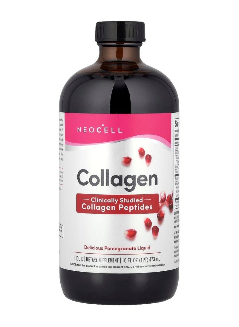 نيوسيل Liquid Collagen With Pomegranate, Type 1 And 3 Hydrolyzed Collagen Peptides, Antioxidant-Rich Formula With Green Tea And Cranberry