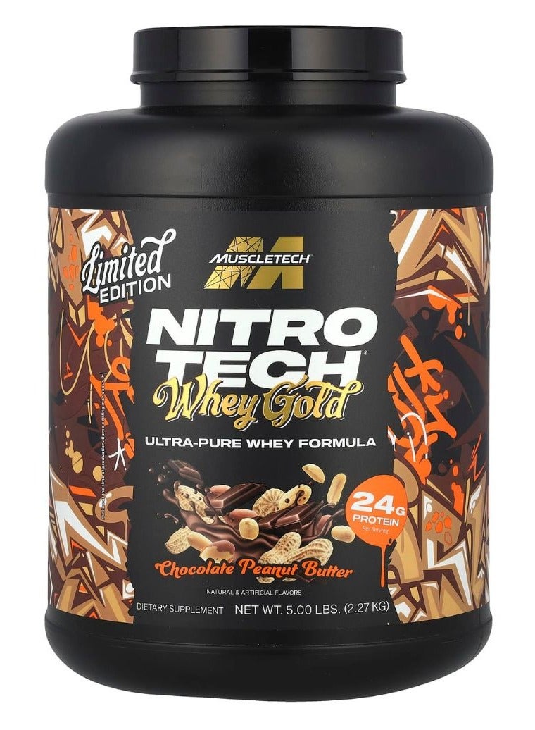 MuscleTech Nitro Tech Whey Gold, Chocolate Peanut Butter, 5 LB Limited Edition - Image 1