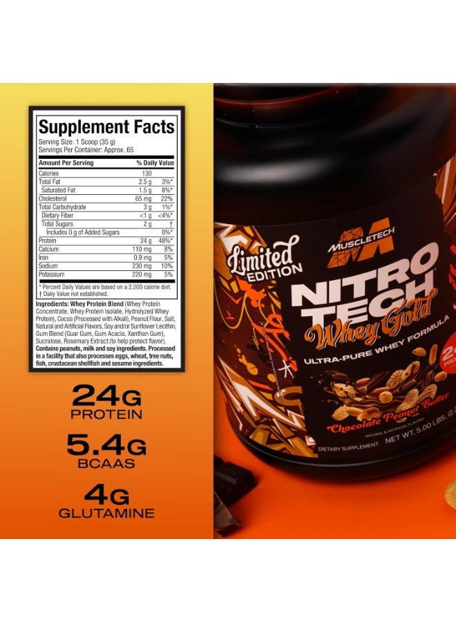 MuscleTech Nitro Tech Whey Gold, Chocolate Peanut Butter, 5 LB Limited Edition - Image 3