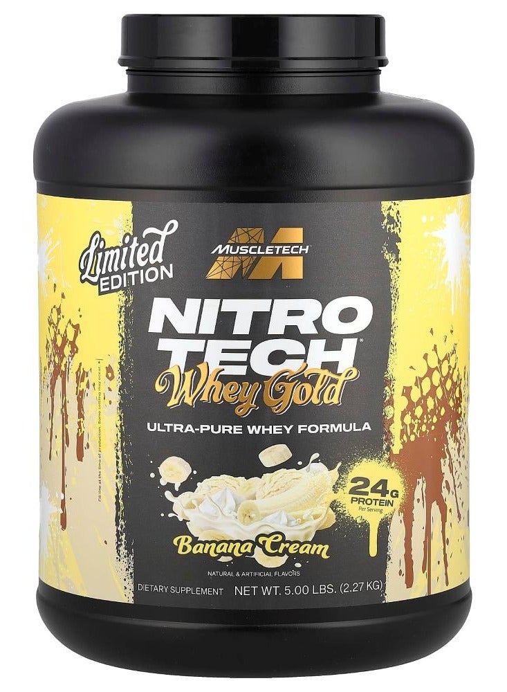 MuscleTech Nitro Tech Whey Gold, Banana Cream, 5 LB Limited Edition - Image 1