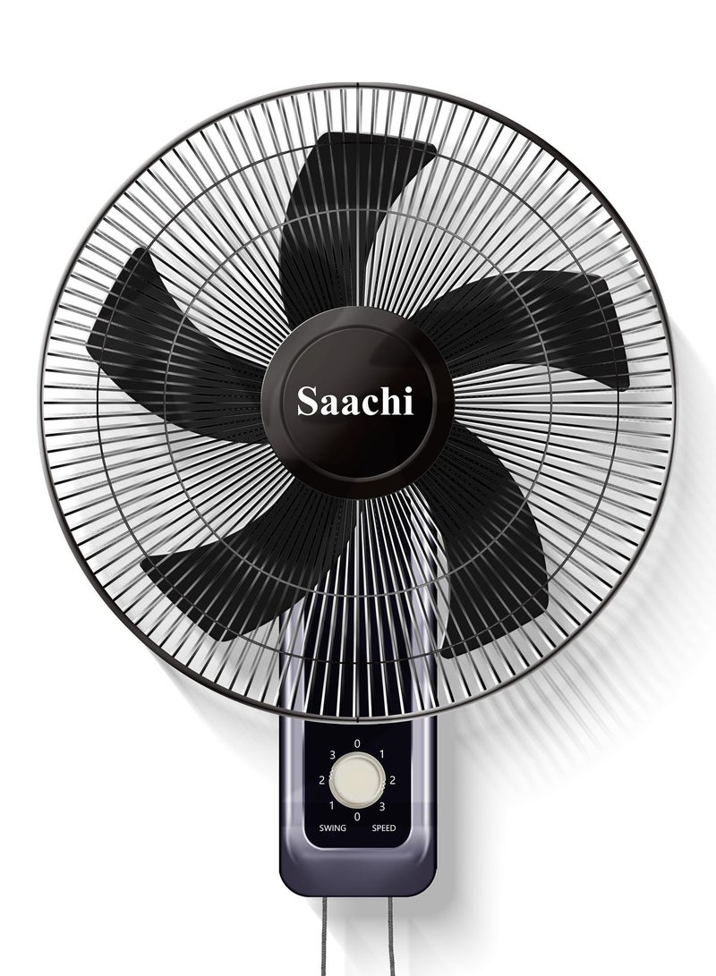 ساتشي 16-Inch Wall Fan with Powerful Motor, 3-Speed Settings, 5-Blade Design, Wide Oscillation & Overheat Protection – Energy Efficient & Silent Cooling 60 W NL-FN-1740W-BK Black  - Image 1