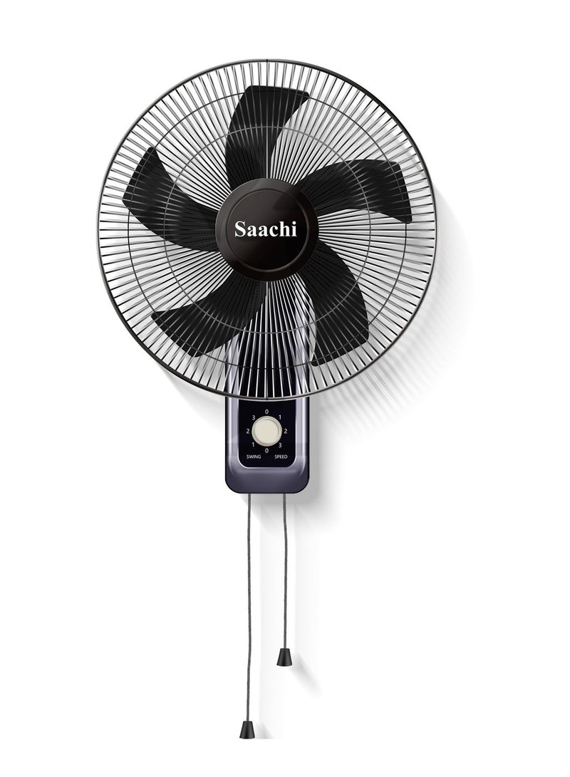 ساتشي 16-Inch Wall Fan with Powerful Motor, 3-Speed Settings, 5-Blade Design, Wide Oscillation & Overheat Protection – Energy Efficient & Silent Cooling 60 W NL-FN-1740W-BK Black  - Image 2