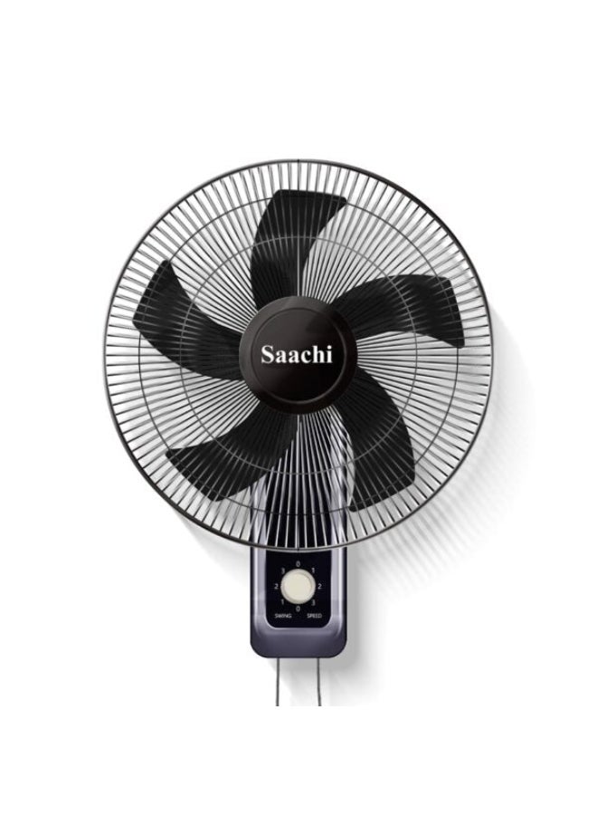ساتشي مروحة حائط 16 بوصة بمحرك قوي، 3 إعدادات سرعة، تصميم 5 شفرات، تذبذب واسع وحماية من السخونة الزائدة - توفير الطاقة وتبريد صامت - Image 1