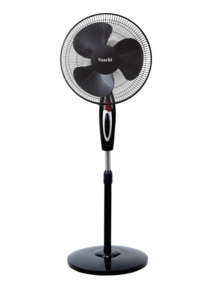 ساتشي 16-Inch Stand Fan with Powerful Motor, 3-Speed Control, Adjustable Height & Wide Oscillation, 7.5-Hour Timer, Energy Efficient & Quiet Operation 55 W NL-FN-1738S-BK Black - Image 1