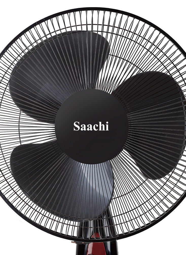 ساتشي 16-Inch Stand Fan with Powerful Motor, 3-Speed Control, Adjustable Height & Wide Oscillation, 7.5-Hour Timer, Energy Efficient & Quiet Operation 55 W NL-FN-1738S-BK Black - Image 4