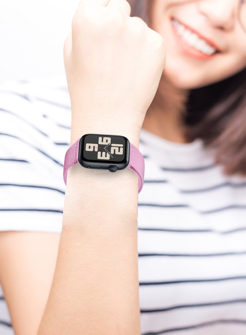 MARGOUN Magnetic Clasp Bands for Apple Watch 49mm 45mm 44mm 42mm (Series 1-3), Nylon Elastic Stretchy Strap Compatible with iWatch Series Ultra 10-1 - Pink - Image 5