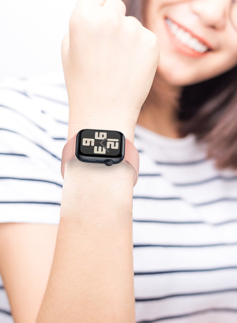 MARGOUN Magnetic Clasp Bands for Apple Watch 49mm 45mm 44mm 42mm (Series 1-3), Nylon Elastic Stretchy Strap Compatible with iWatch Series Ultra 10-1 - Peach - Image 5