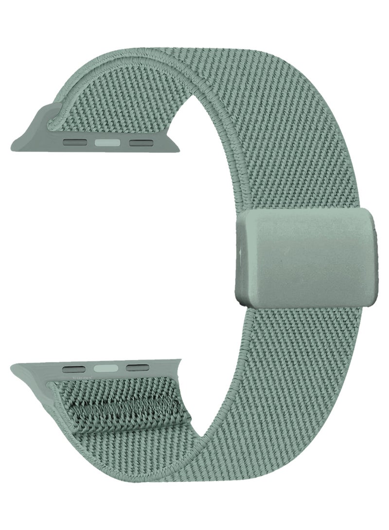 MARGOUN Magnetic Clasp Band for Apple Watch 49mm 45mm 44mm 42mm (Series 1-3), Nylon Elastic Stretchy Strap Compatible with iWatch Series Ultra 10-1 - grey - Image 5