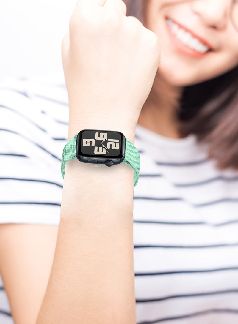 MARGOUN Magnetic Clasp Band for Apple Watch 49mm 45mm 44mm 42mm (Series 1-3), Nylon Elastic Stretchy Strap Compatible with iWatch Series Ultra 10-1 - Aqua - Image 4