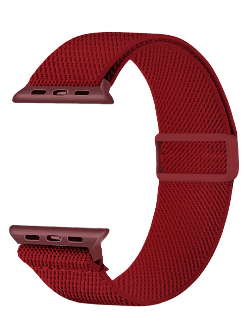 MARGOUN Magnetic Clasp Band for Apple Watch 49mm 45mm 44mm 42mm (Series 1-3), Nylon Elastic Stretchy Strap Compatible with iWatch Series Ultra 10-1 - Cherry Red - Image 1