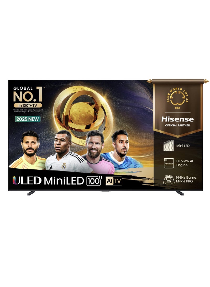 Hisense 100 inch Mini LED 4K Smart TV 144Hz 100U7Q black 