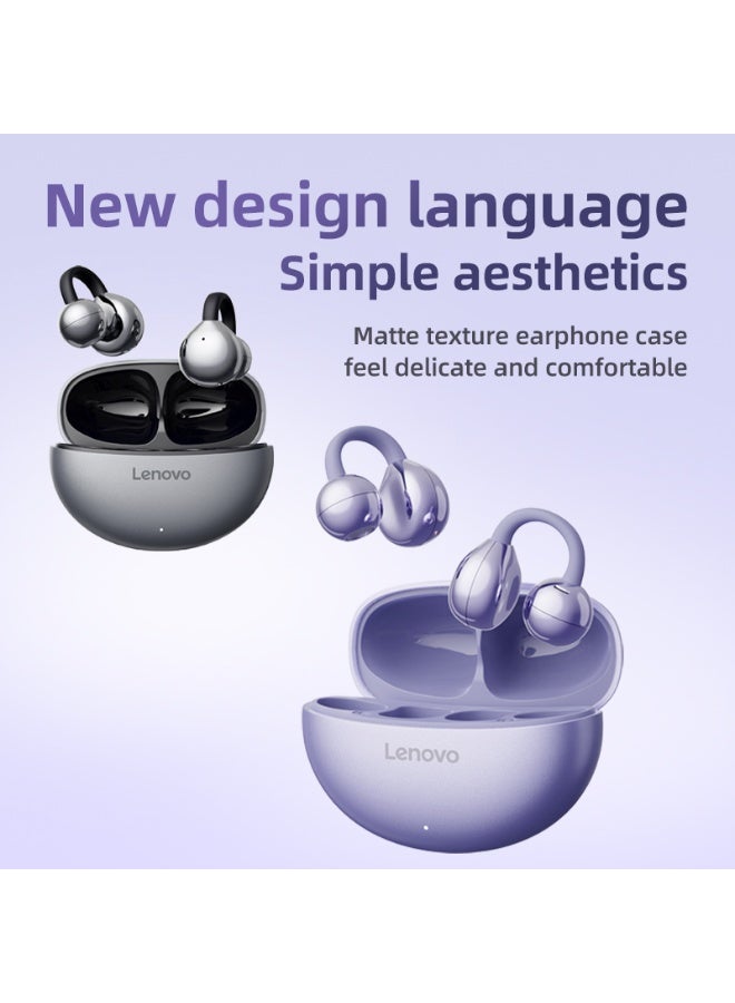 Lenovo T410 Wireless Earphones, Bluetooth Earbuds, Futuristic Aesthetic Design, Feather-Like Wearing, Open-Ear Listening, Long Battery Life, iOS And Android Grey  - Image 5