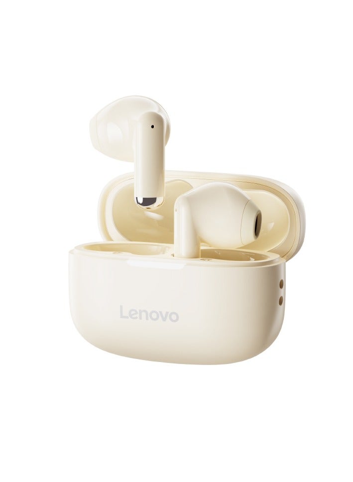 Lenovo EA110 TWS bluetooth 5.4 Earphone Wireless Earbuds 24H battery life Noise Reduction Type-C Moon Rock White - Image 1