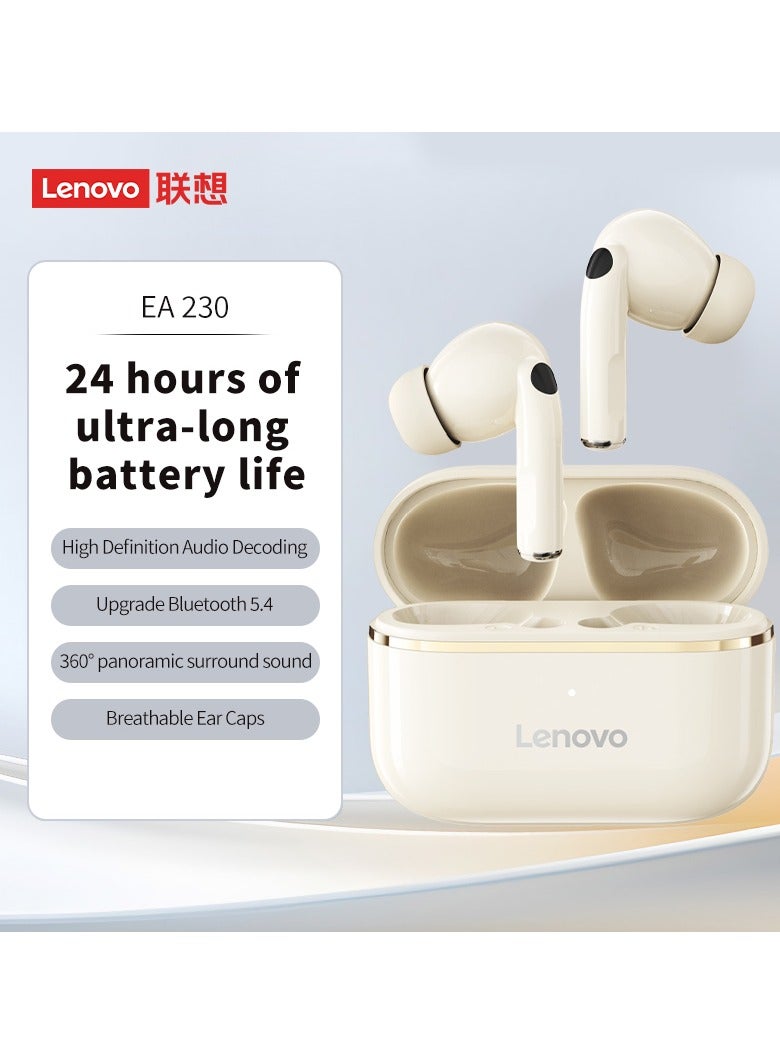 Lenovo EA230 In-Ear Wireless Earbuds, Bluetooth Headphones, Active Noise Cancellation, USB-C Charging，13mm Drivers , 24H Playtime, Wireless Earbuds With Replacement Eartips Moon Rock White - Image 3