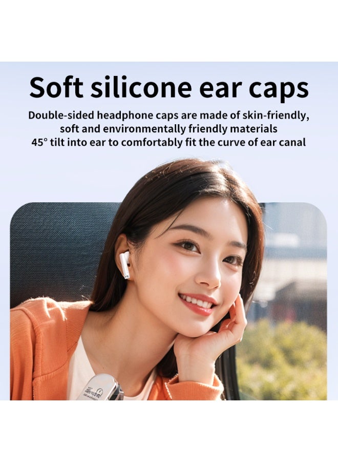 Lenovo TA210 In-Ear Wireless Earbuds, Bluetooth 5.4 Headphones, Active Noise Cancellation, USB-C Charging，13mm Drivers , Wireless Earbuds With Replacement Eartips Moon Rock White - Image 5