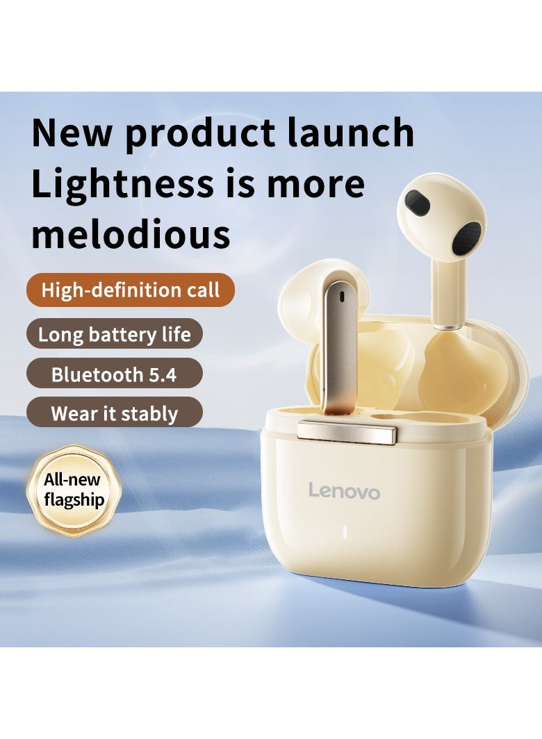 Lenovo TA100 Fashion Earbuds, Wireless Bluetooth 5.4 Earphone, Fine-grained Meets Futuristic, iOS & Android Moon Rock White - Image 2