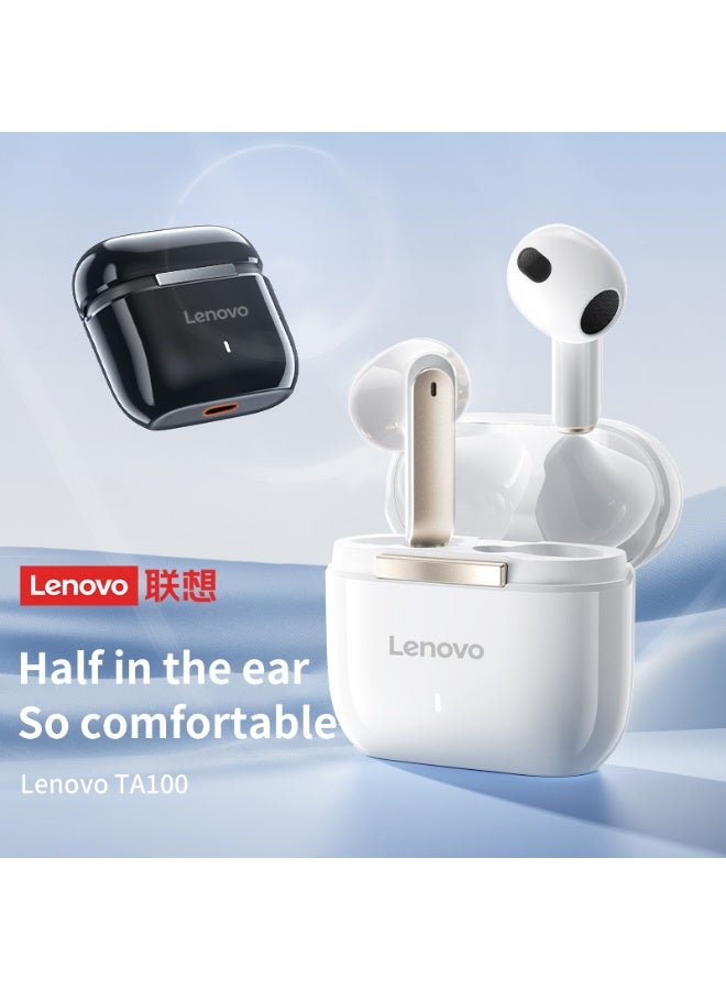 Lenovo TA100 Fashion Earbuds, Wireless Bluetooth 5.4 Earphone, Fine-grained Meets Futuristic, iOS & Android Moon Rock White - Image 3
