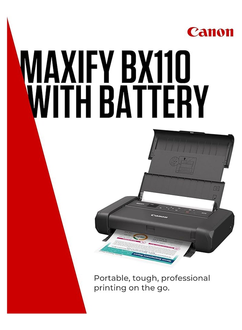 Canon MAXIFY BX110 Compact Printer - Wireless Printer with Rechargable Battery, Prints Up to A4 Size | Perfect for Home Office & Travel | Print via Laptop, PC or Smart Phone PRINT App black - Image 2