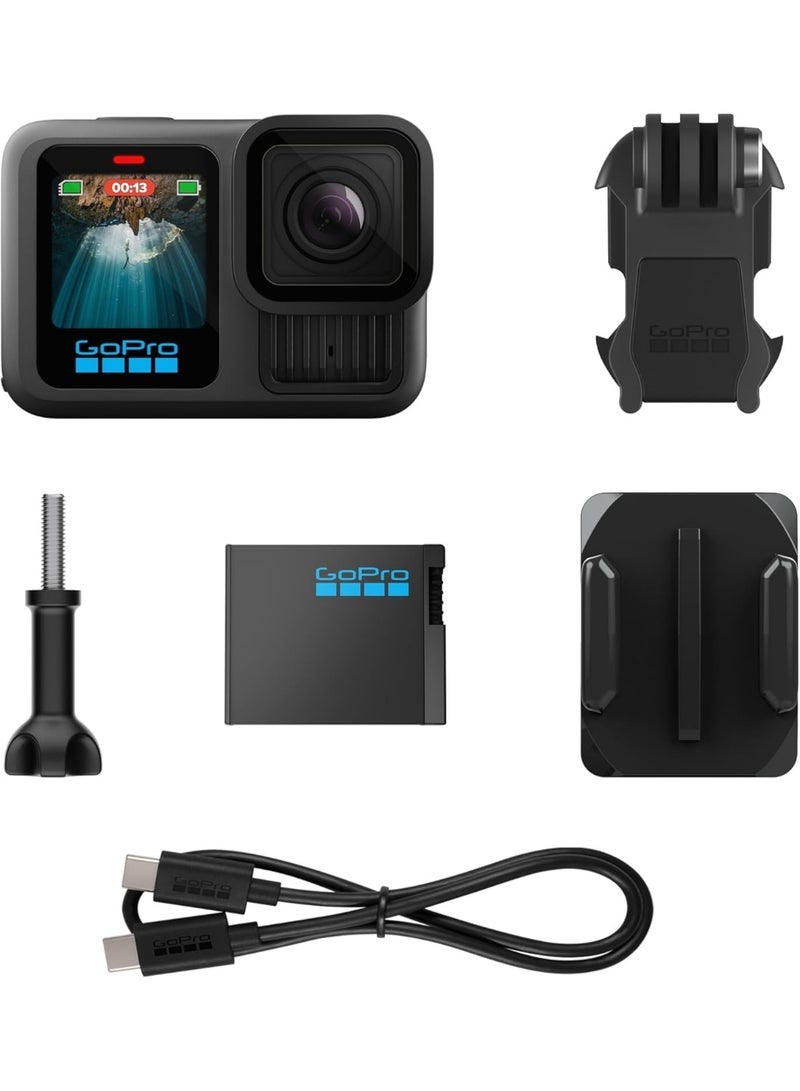 جو برو GoPro HERO13 Black - Waterproof Action Camera with 5.3K60 Video, 27MP Photo + Compatability with HB-Series Lenses + Sandisk 64GB SD Card + Slinger Case Cameras - Image 1