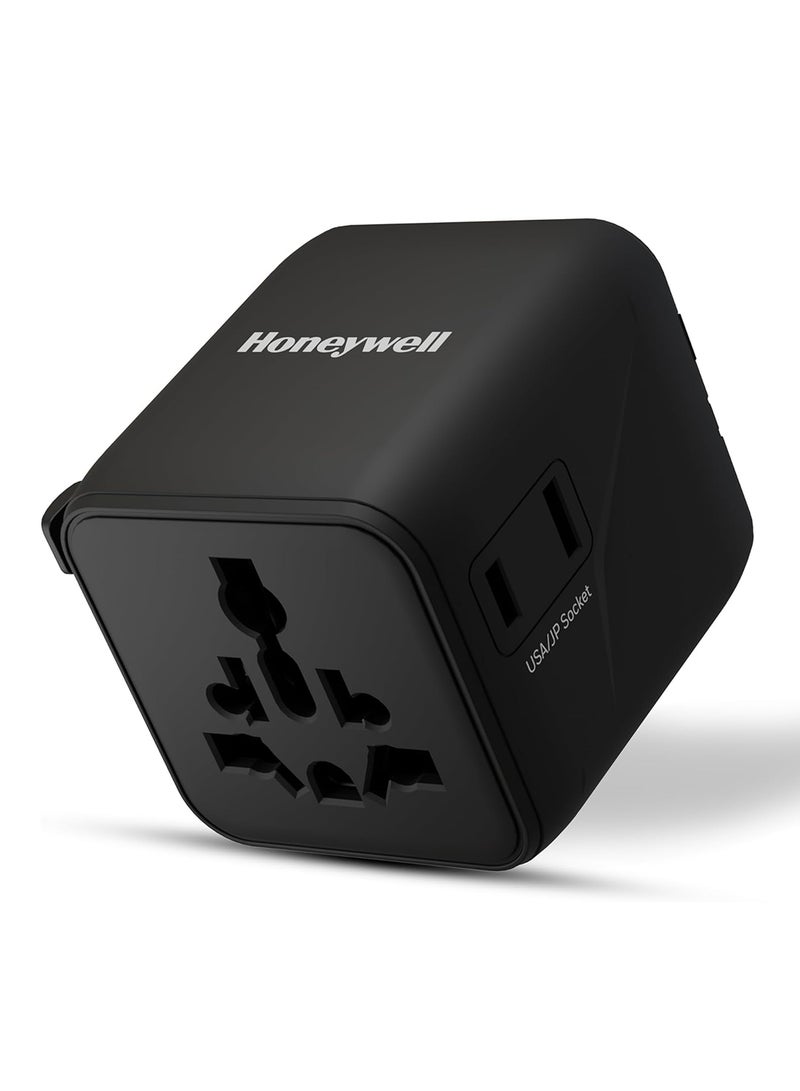 هوني ويل محول السفر العالمي الجديد، مقبس عالمي وأمريكي، يشحن جهازين في نفس الوقت، قابس عالمي للاتحاد الأوروبي، الولايات المتحدة، المملكة المتحدة والصين/أستراليا، حماية من الحمل الزائد والجهد الزائد، ضمان المصنع لمدة 3 سنوات - Image 1