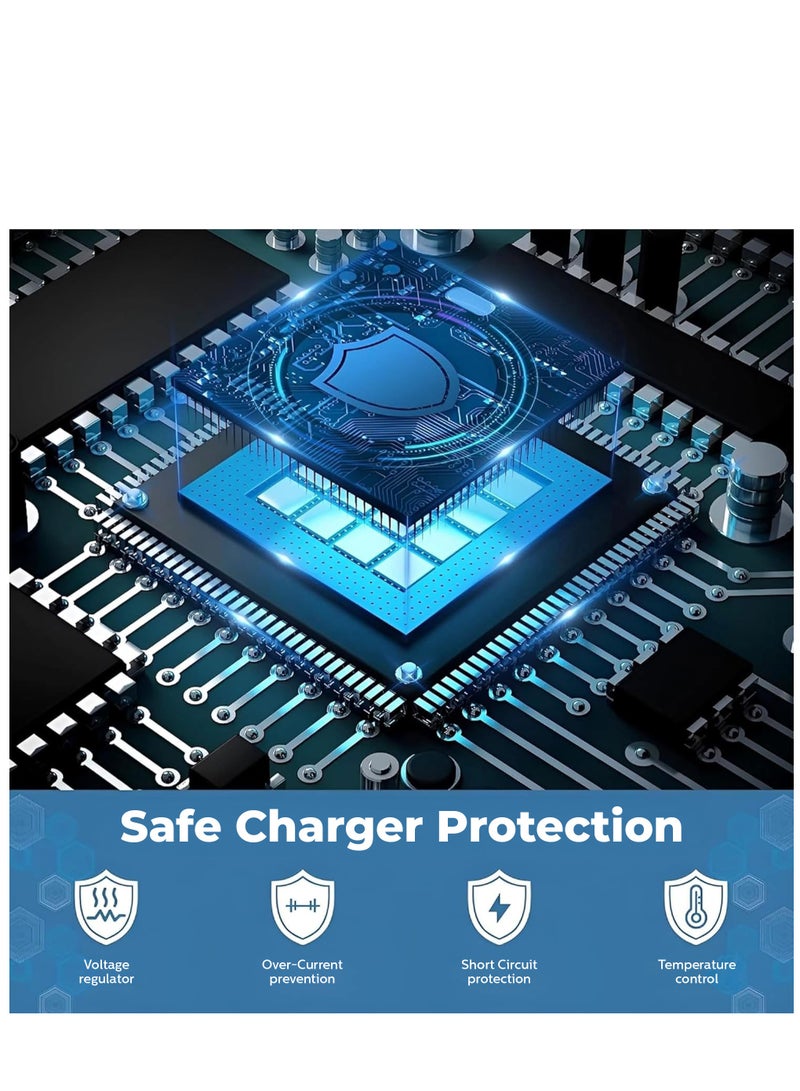 Philips Dual-Port 25W Fast Wall Charger, USB-C And USB-A, 3A Output, Smart Protection Technology, Universal Compatibility, 60W USB-C Cable Cord Included, Travel-Friendly For Smartphones And Tablets - White - Image 4