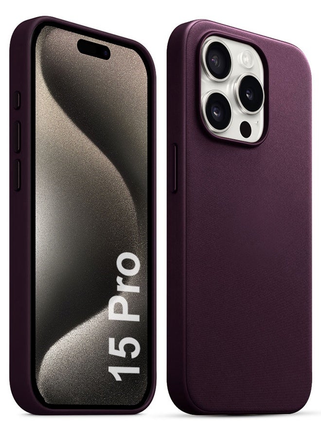 مارجون عبوتان لحافظة آيفون 15 برو وواقي الشاشة FineWoven مع حماية مغناطيسية متينة وثقيلة باللون الكرز - Image 2