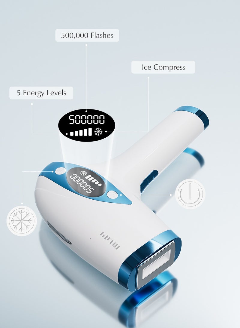 MLAY T4 Ice Cooling Laser Hair Removal Device, 500,000 Flashes/5 Energy Levels/Auto And Manual Modes, Permanent Painless IPL Laser Hair Removal Device for Arm Leg Armpit Bikini Line - Image 4