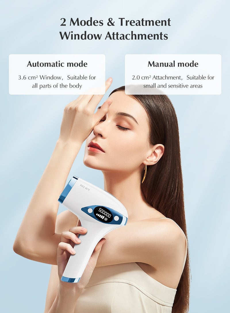 MLAY T4 Ice Cooling Laser Hair Removal Device, 500,000 Flashes/5 Energy Levels/Auto And Manual Modes, Permanent Painless IPL Laser Hair Removal Device for Arm Leg Armpit Bikini Line - Image 2