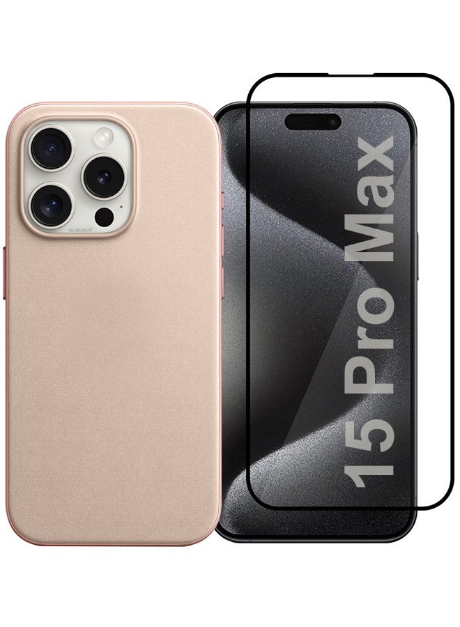 مارجون 2 Packs For iPhone 15 Pro Max Case and Screen Protector FineWoven Case with MagSafe Durable and Heavy Protection Pink pink - Image 1