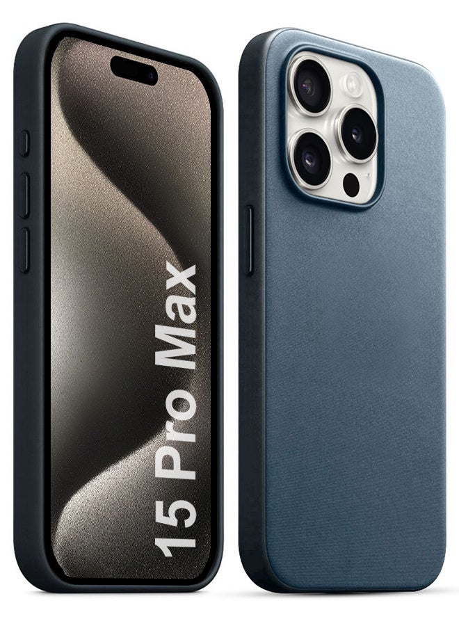 MARGOUN 2 Packs For iPhone 15 Pro Max Case and Screen Protector FineWoven Case with MagSafe Durable and Heavy Protection Blue blue - Image 2