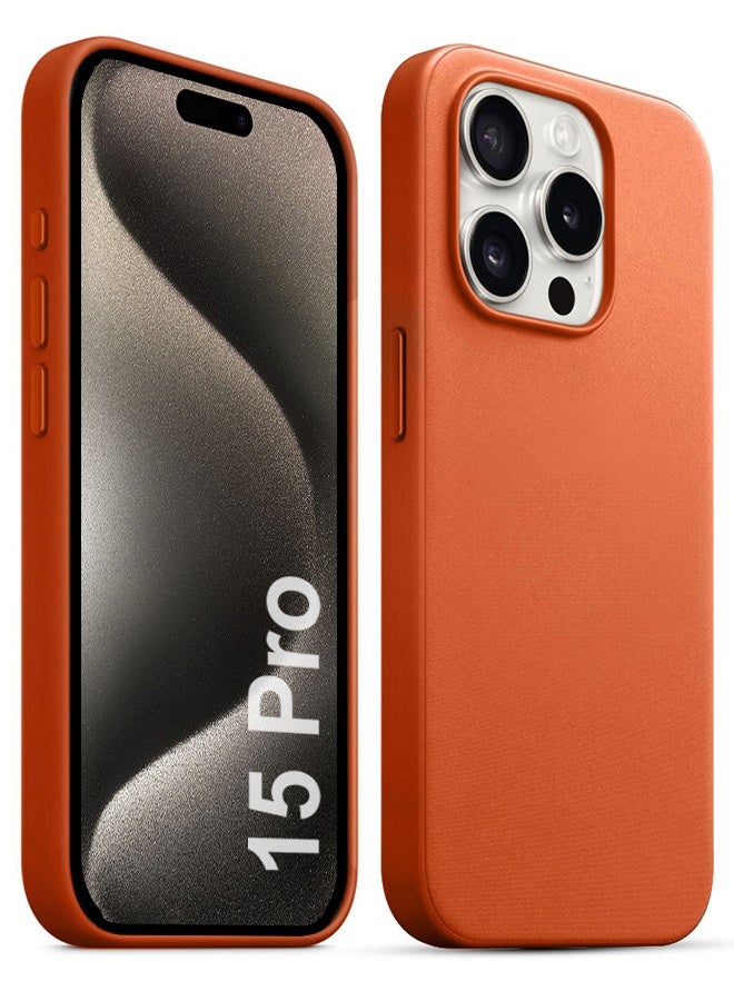 MARGOUN 3 Packs For iPhone 15 Pro Case and 2 Screen Protectors FineWoven Case with MagSafe Durable and Heavy Protection Orange orange - Image 2