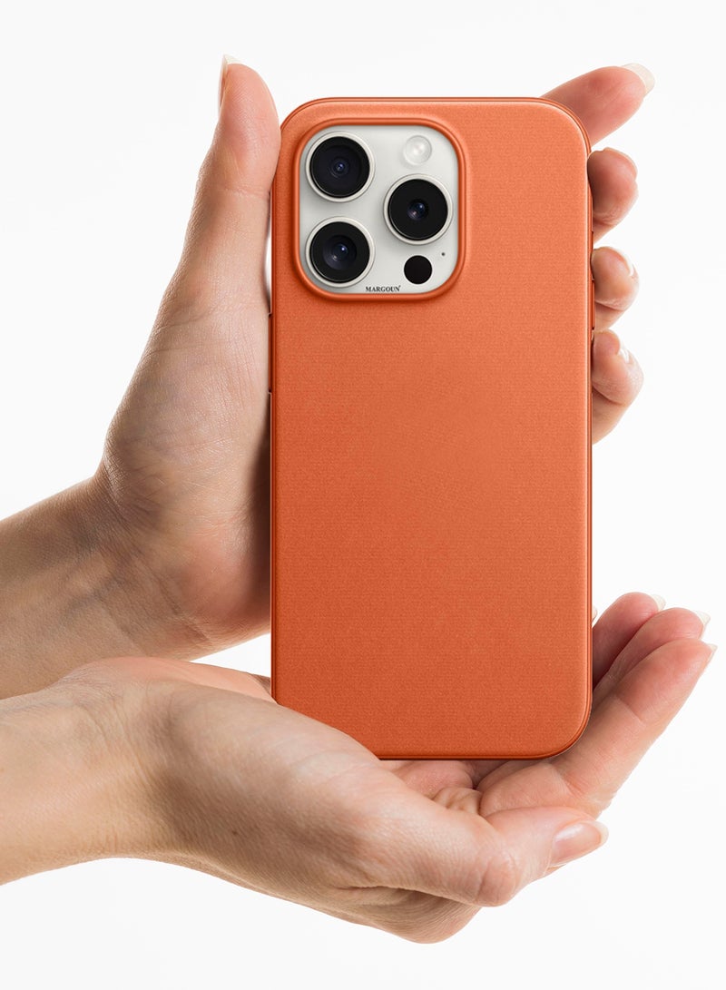 MARGOUN 3 Packs For iPhone 15 Pro Case and 2 Screen Protectors FineWoven Case with MagSafe Durable and Heavy Protection Orange orange - Image 5