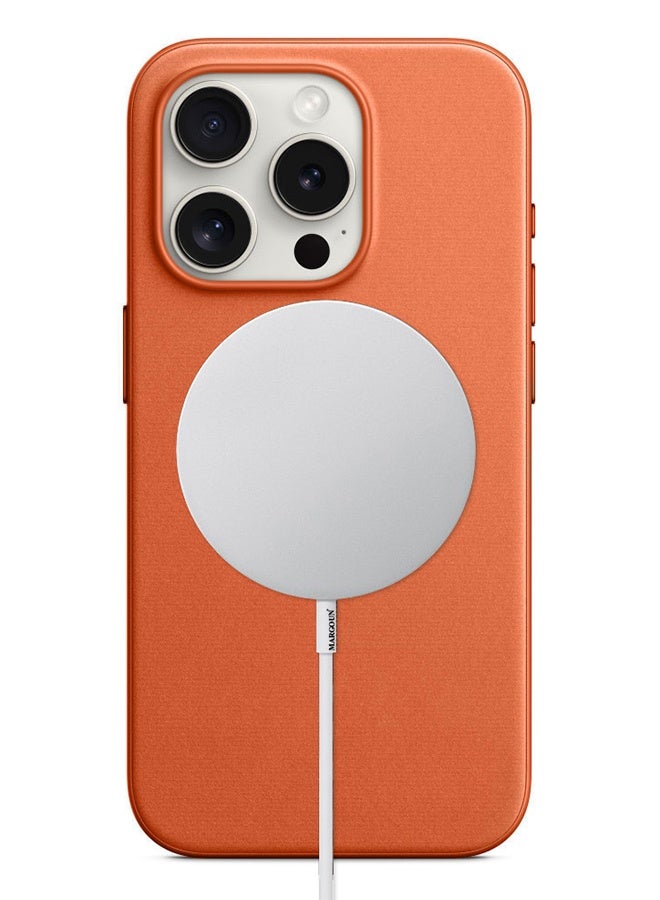 MARGOUN 3 Packs For iPhone 15 Pro Case and 2 Screen Protectors FineWoven Case with MagSafe Durable and Heavy Protection Orange orange - Image 3