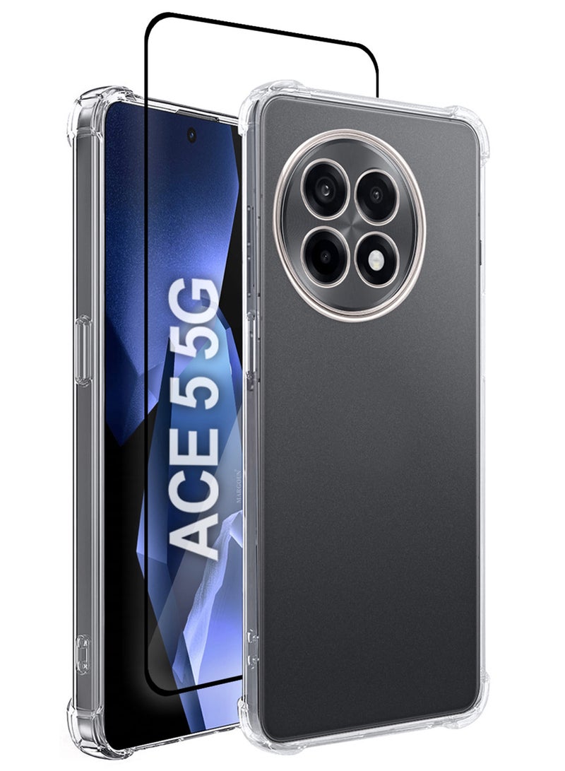 MARGOUN 2Packs TPU Gorilla Case Cover for OnePlus ACE 5 5G, Reinforced Corner Bumper Phoce Cover and Camera Protection Slim Fit Shockproof Flexible with Shockproof 3D Screen Protector - Clear Clear-2 - Image 1