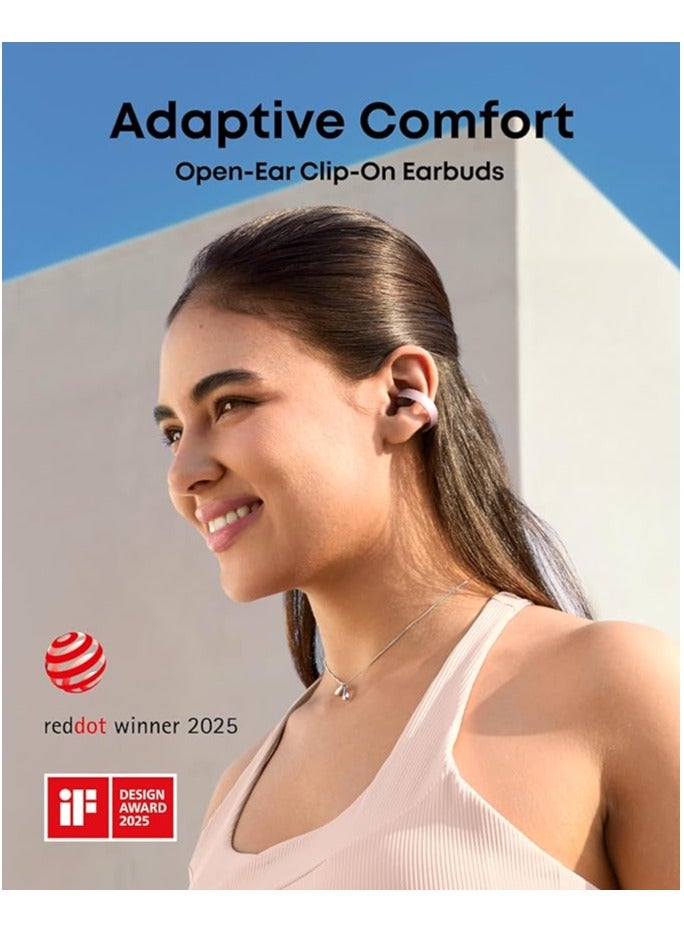 Soundcore AeroClip by Anker, Open-Ear Earbuds, Clip-On Headphones, Adaptive Comfort, Clear Calls with 4 Mics and AI, Stable Fit, 12mm Drivers for Powerful Bass, Hi-Res, Open-Ring Design Pink  - Image 2