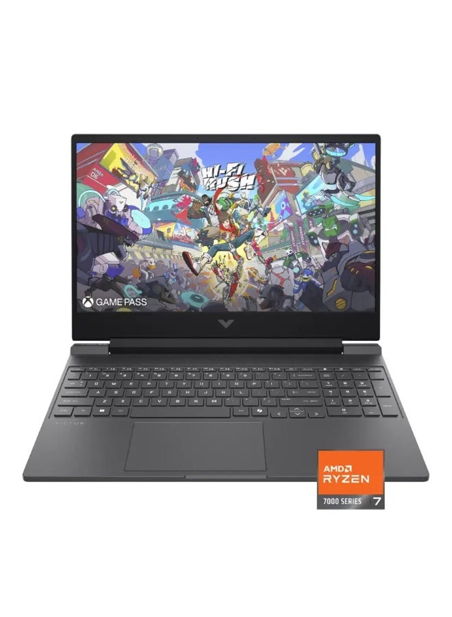 HP HP Victus 15-fb3093dx Laptop With 15.6-Inch FHD IPS 144Hz Display, AMD Ryzen 7 -7445HS Processor/16GB RAM/512GB SSD/6GB NVIDIA GeForce RTX 4050 Graphics/Windows 11 English Mica Silver - Image 1
