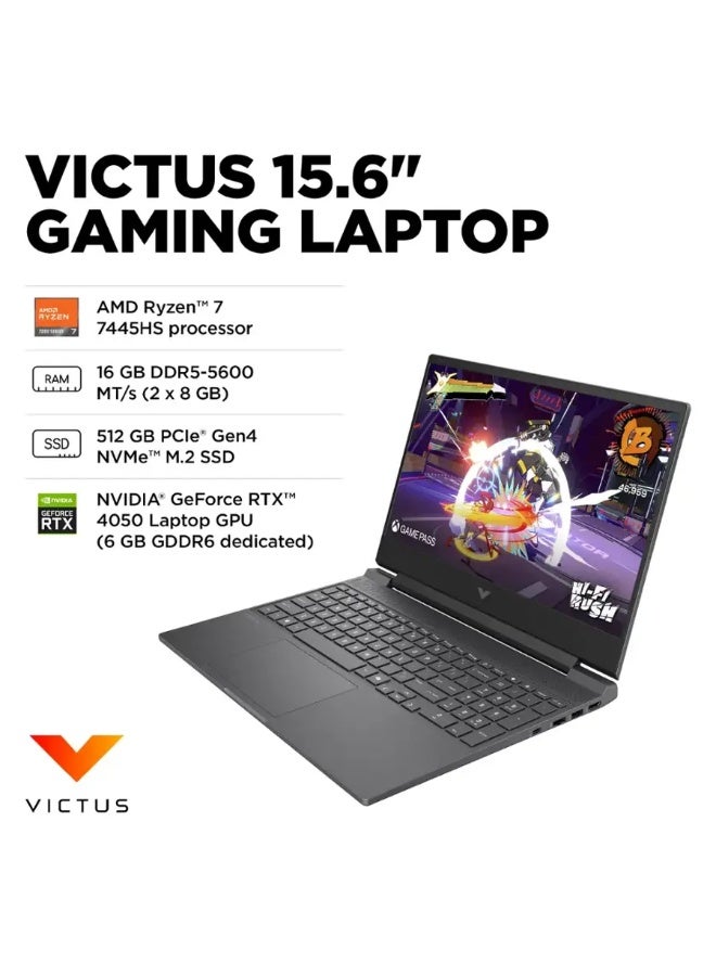 HP HP Victus 15-fb3093dx Laptop With 15.6-Inch FHD IPS 144Hz Display, AMD Ryzen 7 -7445HS Processor/16GB RAM/512GB SSD/6GB NVIDIA GeForce RTX 4050 Graphics/Windows 11 English Mica Silver - Image 4