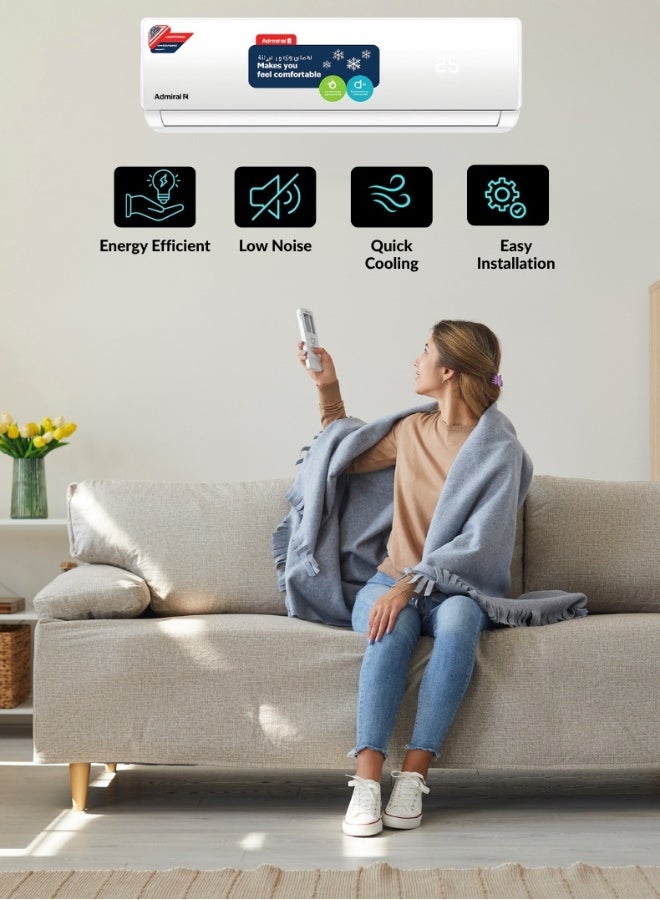 أدميرال مكيف هواء منفصل أدميرال 2.0 طن – R410A، ضاغط مكبس، تبريد عالي في درجات الحرارة – نموذج AD24KT3HPC (صنع في الهند) - Image 3