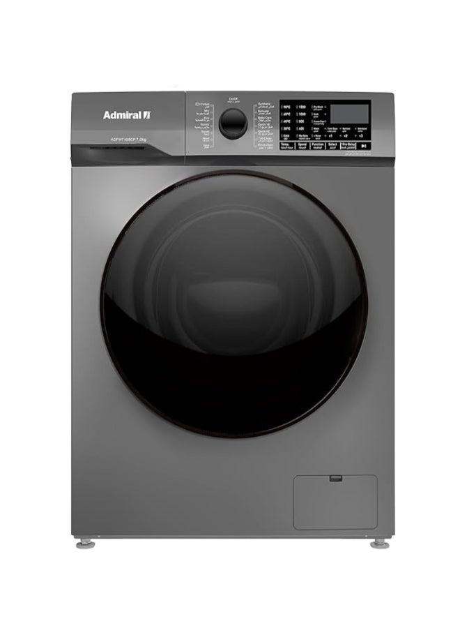 Admiral 7 kg Front‑Load Fully Automatic Washing Machine – 1000 RPM Spin, LED Display, Auto‑Restart, Anti‑Foam, 15 Wash Programs, Child‑Lock & Stainless Steel Drum – Model ADFW710SCP ADFW710SCP Silver - Image 1