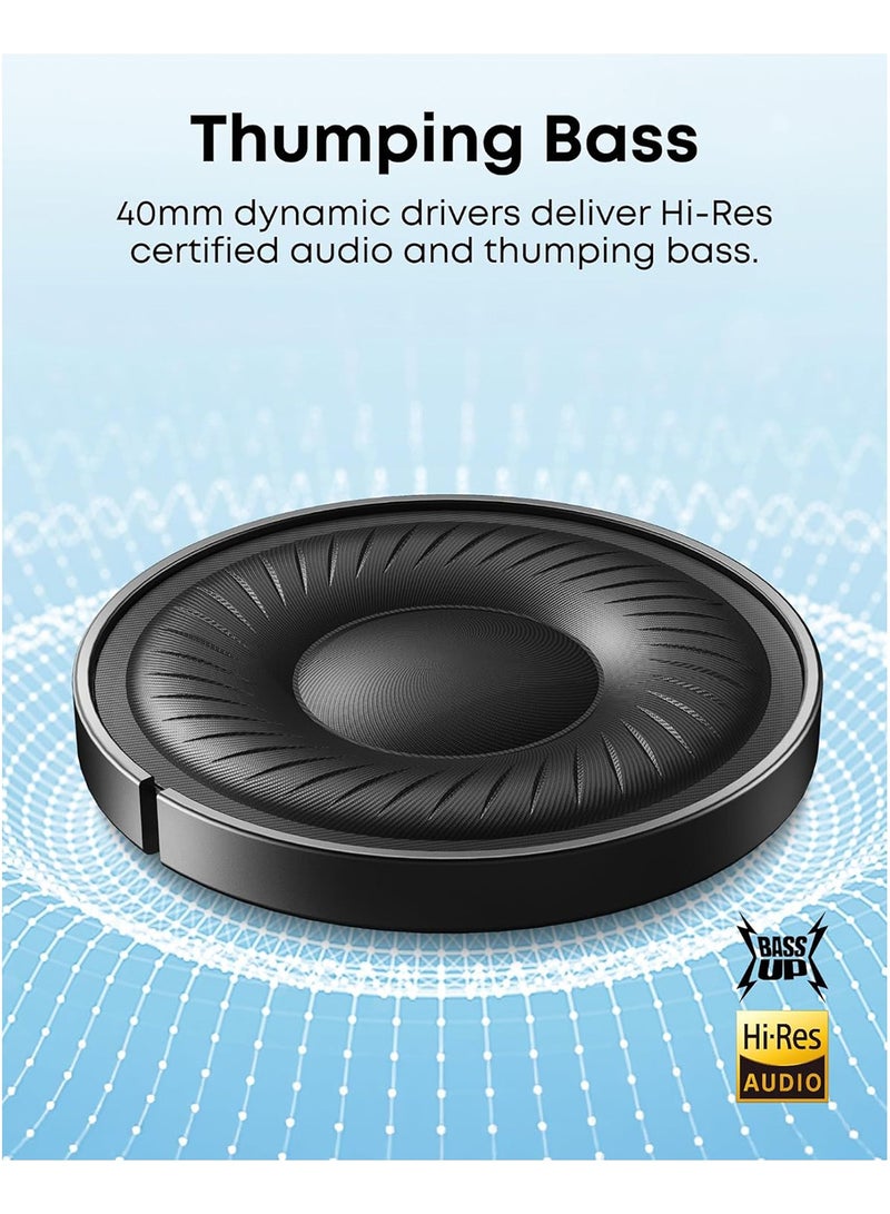 ساوند كور سماعات أنكر Q20i الهجينة لإلغاء الضوضاء النشطة، لاسلكية فوق الأذن بلوتوث، 40 ساعة من وقت التشغيل الطويل مع إلغاء الضوضاء، صوت عالي الدقة، باس قوي، تخصيص عبر تطبيق، وضع الشفافية - Image 2