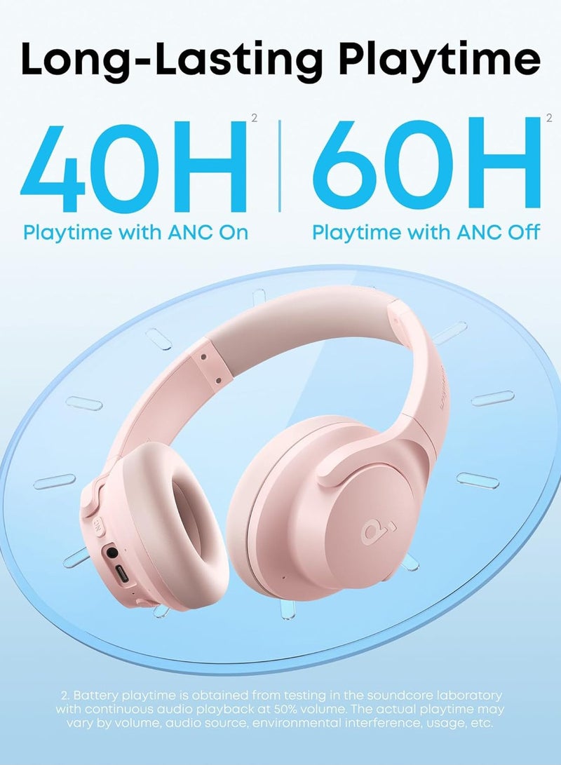 ساوند كور سماعات أنكر Q20i الهجينة لإلغاء الضوضاء النشطة، لاسلكية فوق الأذن بلوتوث، 40 ساعة من وقت التشغيل الطويل مع إلغاء الضوضاء، صوت عالي الدقة، باس قوي، تخصيص عبر تطبيق، وضع الشفافية - Image 5