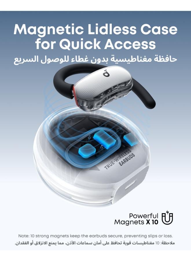 ساوند كور ساوندكور V40i من أنكر، سماعات أذن مفتوحة، تصميم واضح كريستالي، 4 أوضاع قابلة للتعديل لكل حجم أذن، صوت جهير أغنى، IP55، 21 ساعة من وقت التشغيل، مكالمات واضحة بالذكاء الاصطناعي، بلوتوث 5.4، تحكم عبر التطبيق (أبيض) - Image 2