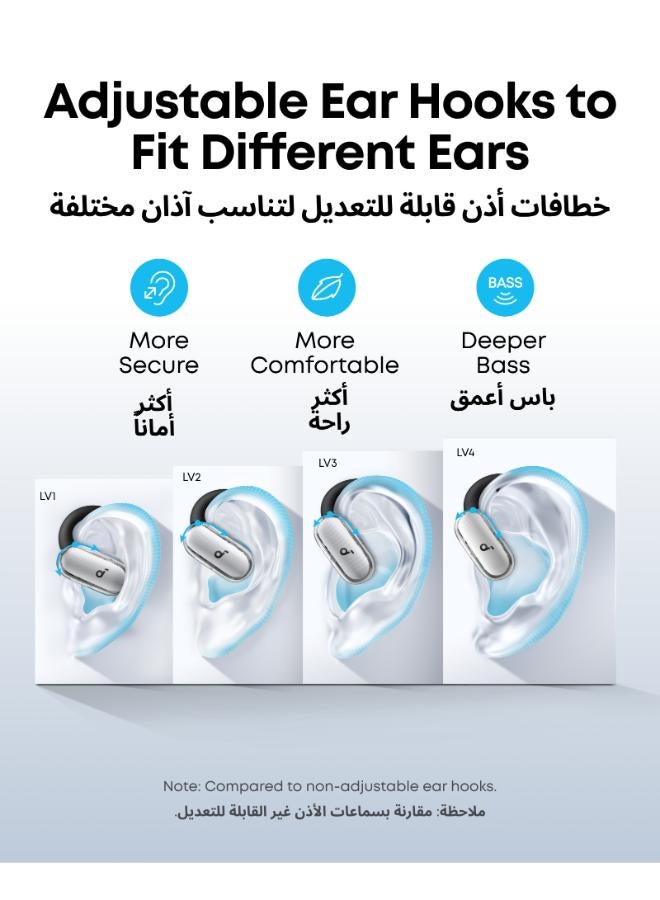 ساوند كور ساوندكور V40i من أنكر، سماعات أذن مفتوحة، تصميم واضح كريستالي، 4 أوضاع قابلة للتعديل لكل حجم أذن، صوت جهير أغنى، IP55، 21 ساعة من وقت التشغيل، مكالمات واضحة بالذكاء الاصطناعي، بلوتوث 5.4، تحكم عبر التطبيق (أبيض) - Image 3