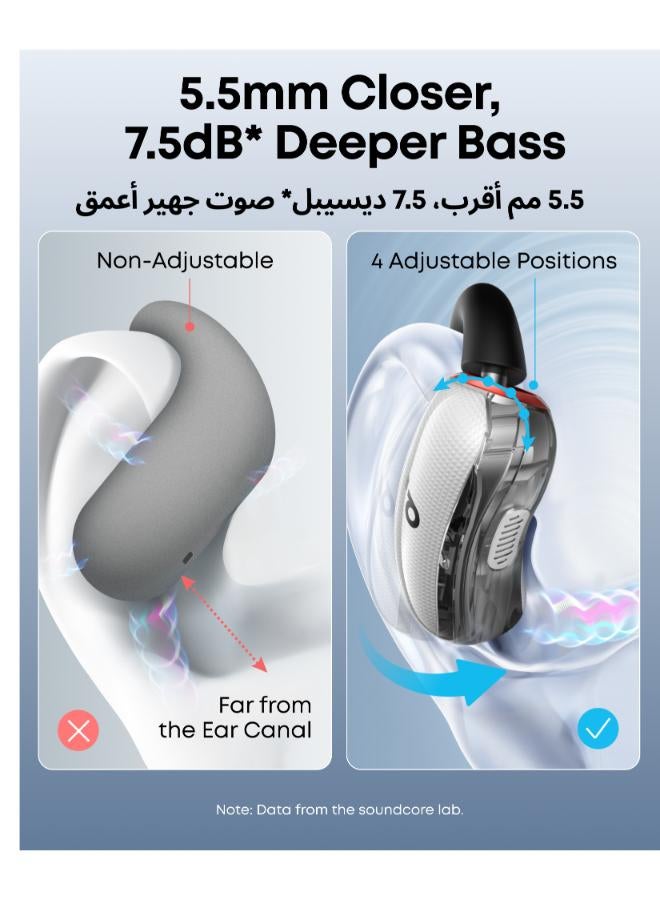 ساوند كور ساوندكور V40i من أنكر، سماعات أذن مفتوحة، تصميم واضح كريستالي، 4 أوضاع قابلة للتعديل لكل حجم أذن، صوت جهير أغنى، IP55، 21 ساعة من وقت التشغيل، مكالمات واضحة بالذكاء الاصطناعي، بلوتوث 5.4، تحكم عبر التطبيق (أبيض) - Image 4