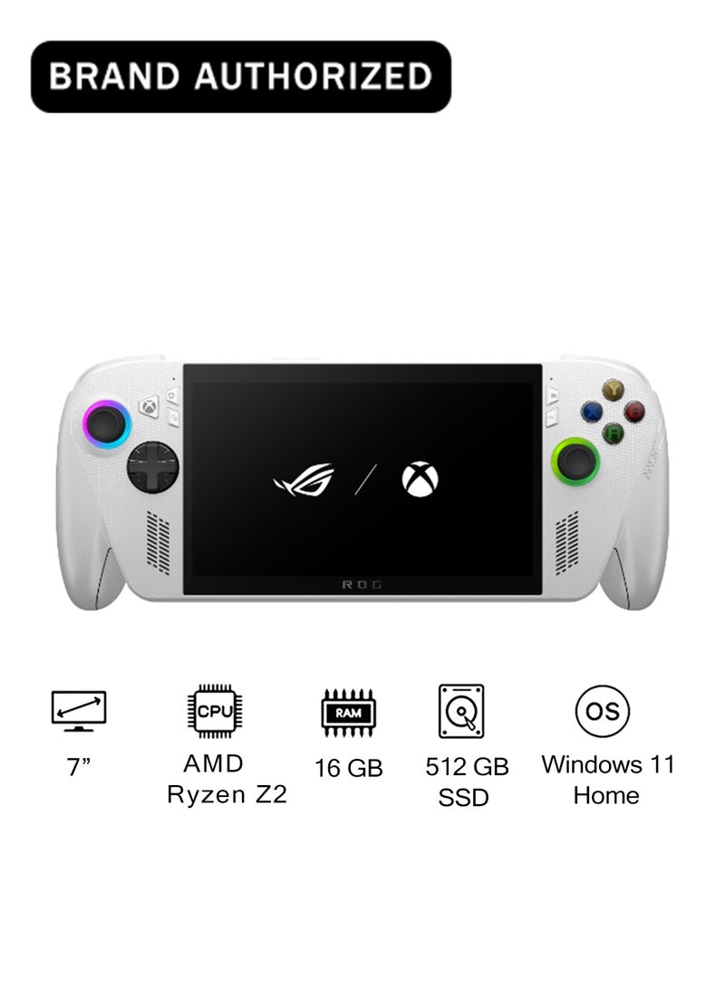 أسوس جهاز ألعاب آر أو جي آلاي إكس إكس بوكس بشاشة قياس ٧ بوصات فائقة الدقة الكاملة (١٩٢٠×١٠٨٠) مع معدل تحديث ١٢٠ هرتز، مزود بمعالج إيه إم دي رايزن زد٢ إيه، وذاكرة عشوائية ١٦ جيجابايت دي دي آر٥، وسعة تخزين داخلية ٥١٢ جيجابايت إس إس دي، وبطاقة رسوميات إيه إم دي راديون، يعمل بنظام تشغيل ويندوز ١١ هوم، ومزوّد بسماعات دولبي ومنفذ تايب سي مع مستشعر بصمة الإصبع - Image 1