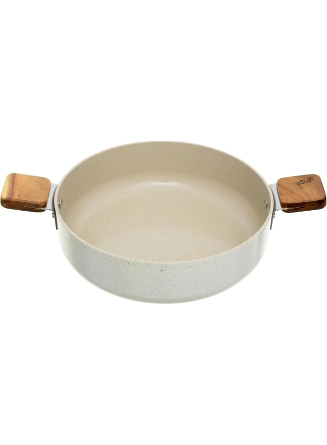 Neoflam Neoflam Bien/Cream Beige Marble Forged 24Cm Low Casserole With Glass Lid Full Induction - Image 2